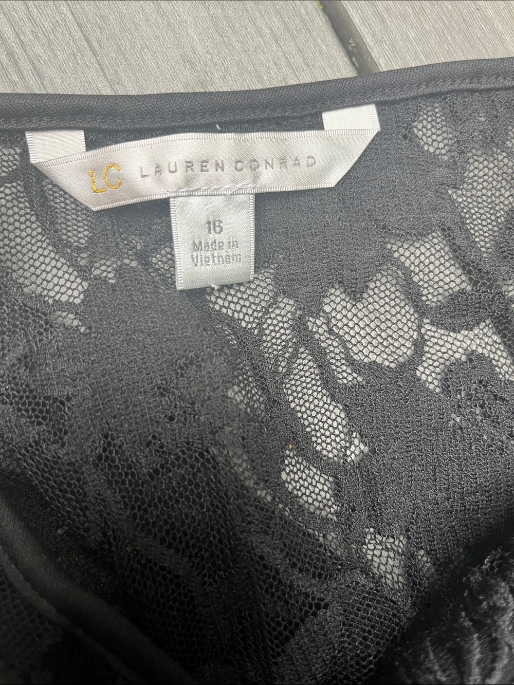 LC Lauren Conrad Black Lace Mesh Chemise